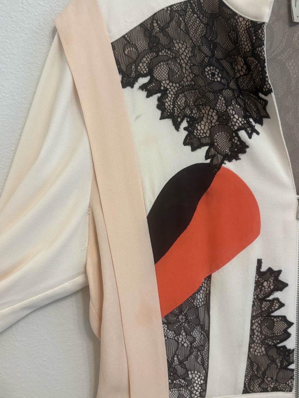 BCBGMaxAzria White and Black Lace Collared Top - Picture 9 of 9